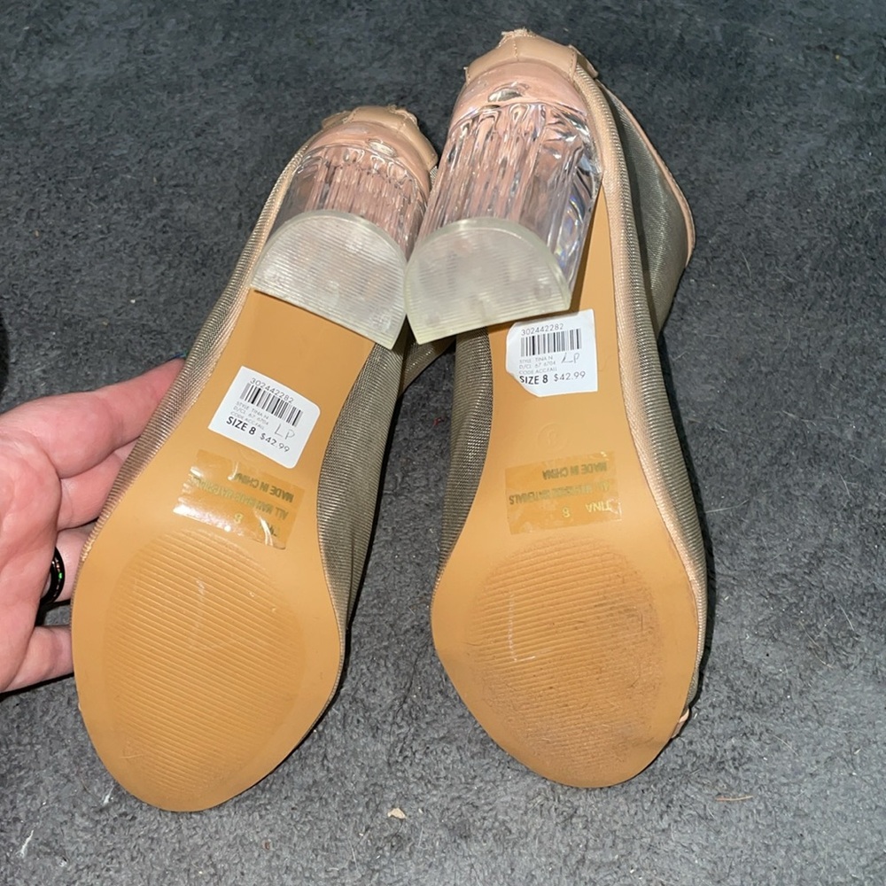 Charlotte Russe Beige Tina Mesh Peep-Toe Ankle Boots - Picture 7 of 7